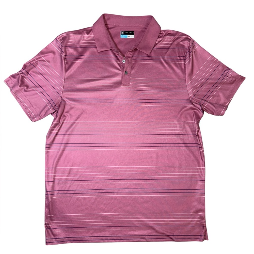 PGA TOUR Pro Series Golf Polo Shirt Men’s XL Pink Striped Performance‎ Polo